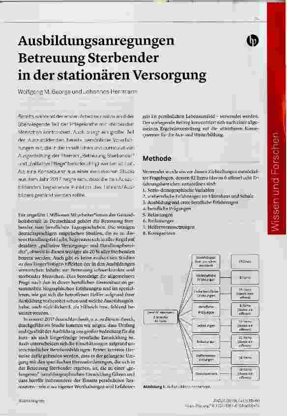 Vorschauseite 1: Ausbildungsanregungen Betreuung Sterbender in der stationären Versorgung