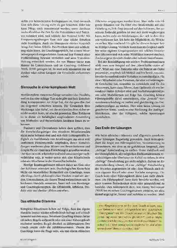 Vorschauseite 2: Die Sinnfrage Überlegungen zu Coaching und Mitarbeiterführung in der Pflege
