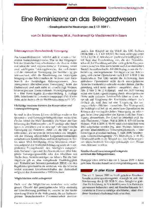 Vorschauseite 1: Eine Reminiszenz an das Belegarztwesen