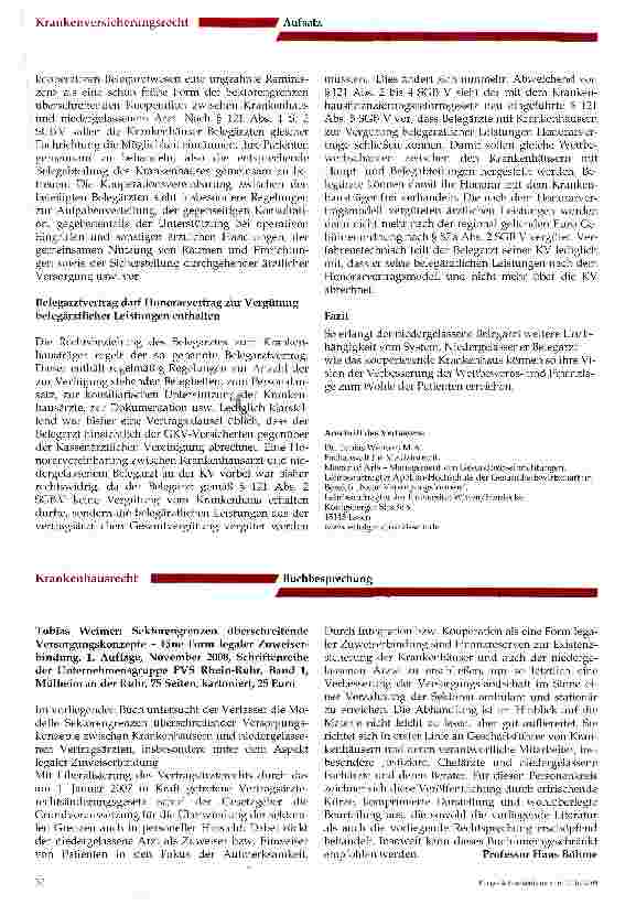 Vorschauseite 2: Eine Reminiszenz an das Belegarztwesen