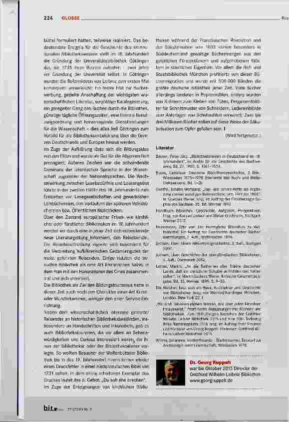 Vorschauseite 3: BIBLIOTHEKEN in Vergangenheit und Gegenwart Teil III: Frühe Neuzeit