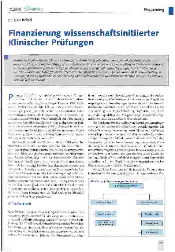 Vorschauseite 1: Finanzierung wissenschaftsinitiierter Klinischer Prüfungen
