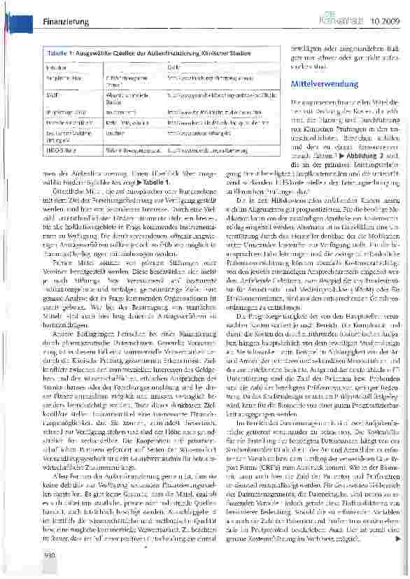 Vorschauseite 2: Finanzierung wissenschaftsinitiierter Klinischer Prüfungen