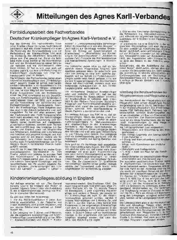 Vorschauseite 1: Fortbildungsarbeit des Fachverbandes Deutscher Krankenpfleger im Agnes Karll-Verband