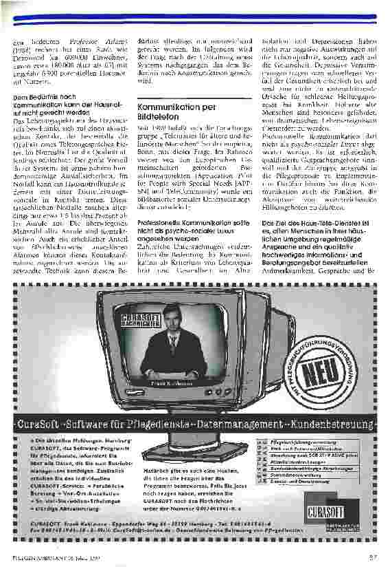 Vorschauseite 3: Kommunikation statt Isolation Die Möglichkeiten der neuen Kommunikationstechnologien spielen für die Zukunft der Altenhilfe eine große Rolle, Teil 1