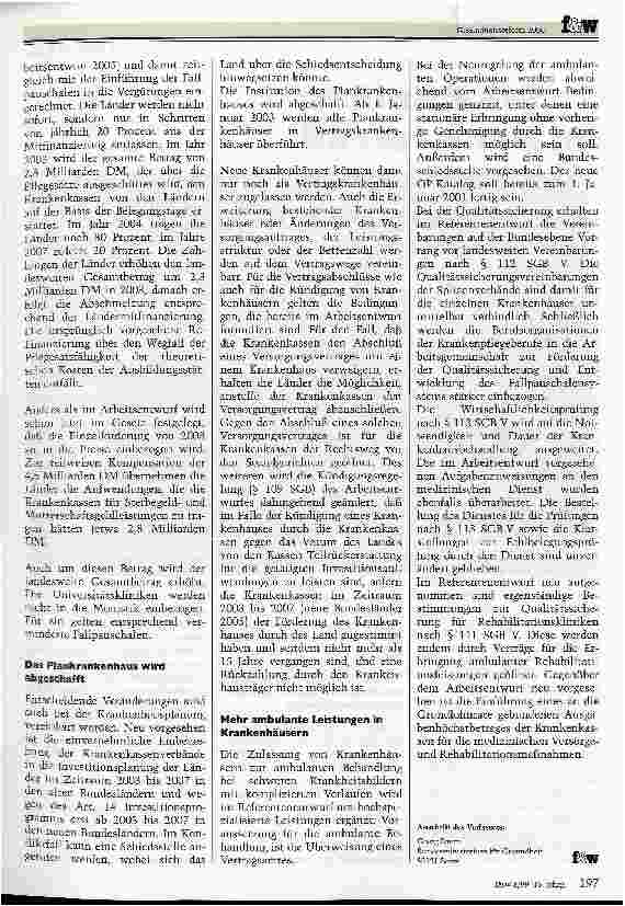 Vorschauseite 2: Was der Referentenentwurf Neues bringt Gesundheitsreform 2000