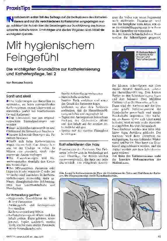Vorschauseite 1: Mit hygienischem Feingefühl Die wichtigsten Grundsätze zur Katheterisierung und Katheterpflege, Teil 2