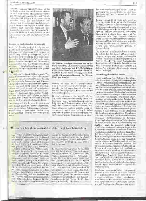 Vorschauseite 2: Siegfried Eichhorn: Ein engagierter Pionier der gesundheitsund krankenhausökonomischen Forschung und Lehre
