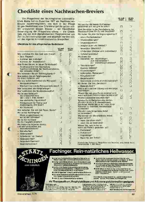 Vorschauseite 1: Checkliste eines Nachtwachen-Breviers