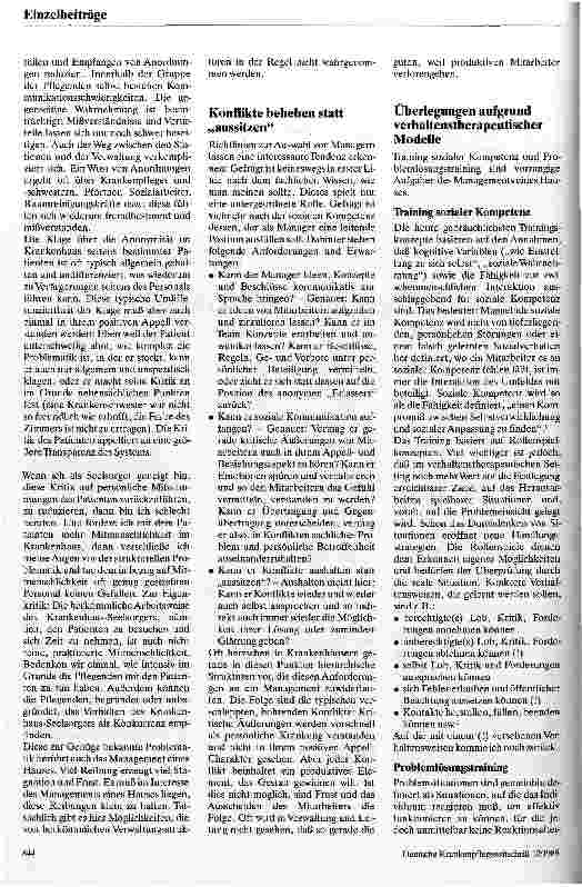Vorschauseite 2: Konfliktträchtiges und konfliktbehebendes Management Betrachtungen aus der Sicht der Krankenhaus-Seelsorge
