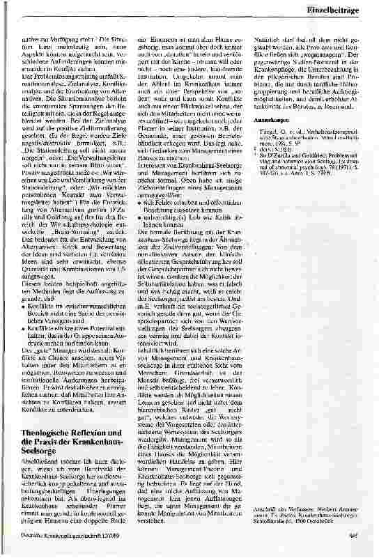 Vorschauseite 3: Konfliktträchtiges und konfliktbehebendes Management Betrachtungen aus der Sicht der Krankenhaus-Seelsorge