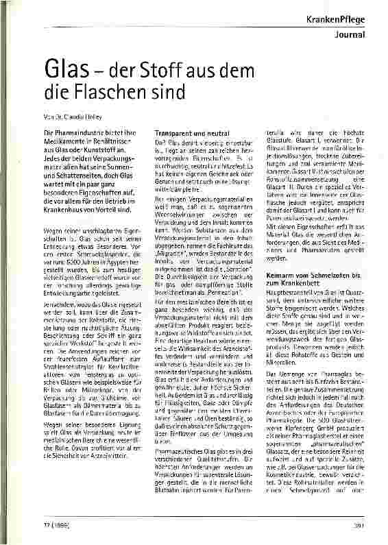 Vorschauseite 1: Glas - der Stoff aus dem die Flaschen sind