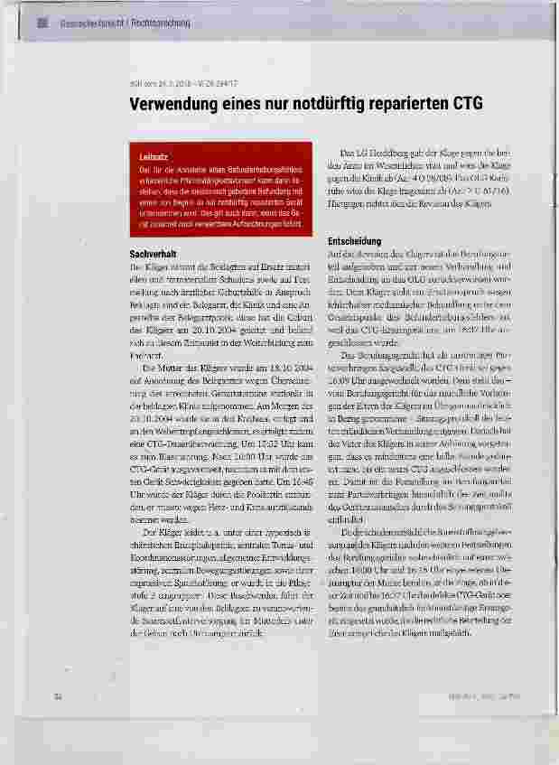 Vorschauseite 1: Verwendung eines nur notdürftig reparierten CTG
