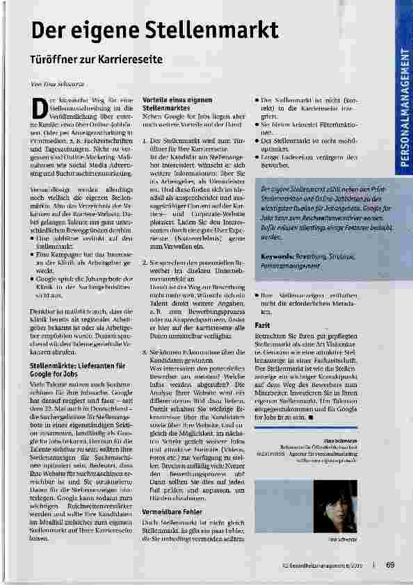 Vorschauseite 1: Der eigene Stellenmarkt