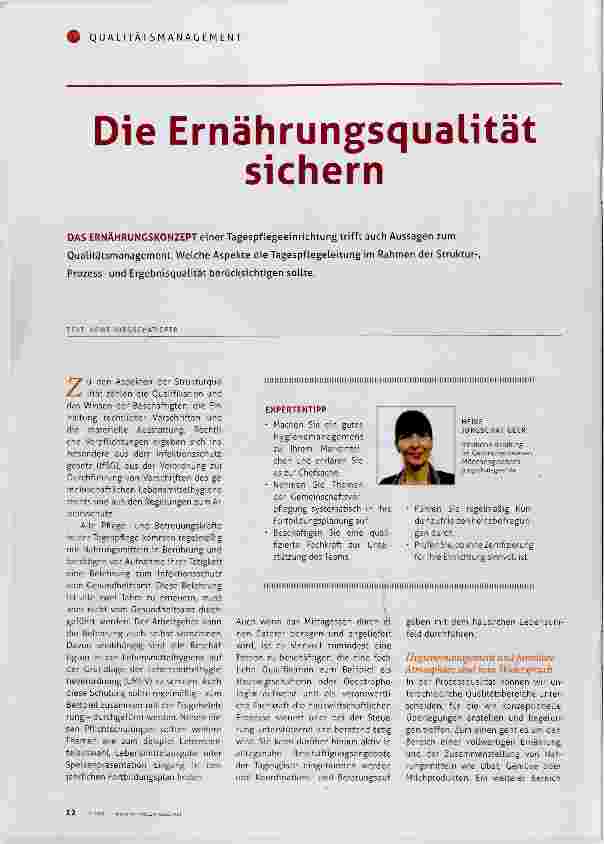Vorschauseite 1: Die Ernährungsqualität sichern