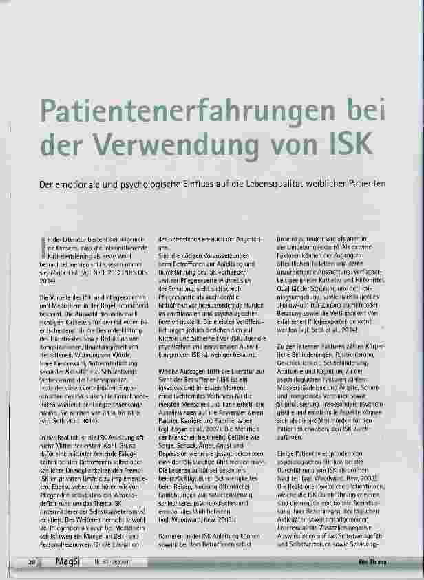 Vorschauseite 1: Patientenerfahrungen bei der Verwendung von ISK
