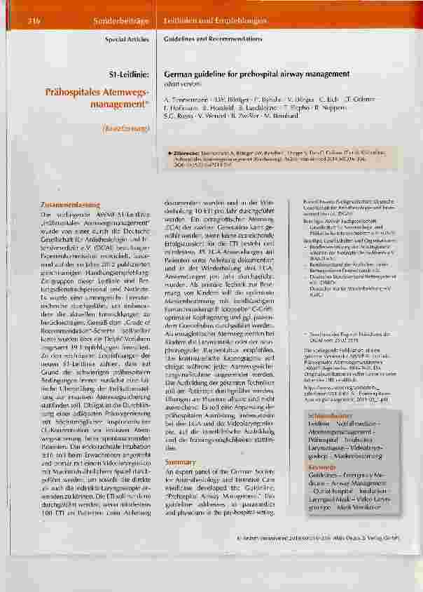 Vorschauseite 1: Prähospitaies Atemwegsmanagement