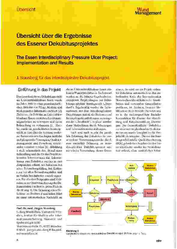 Vorschauseite 1: Übersicht über die Ergebnisse des Essener Dekubitusprojektes