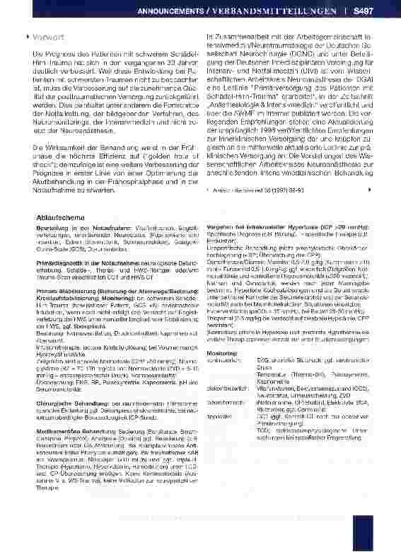 Vorschauseite 2: Innerklinische Akutversorgung des Patienten mit Schädel-Hirn-Trauma