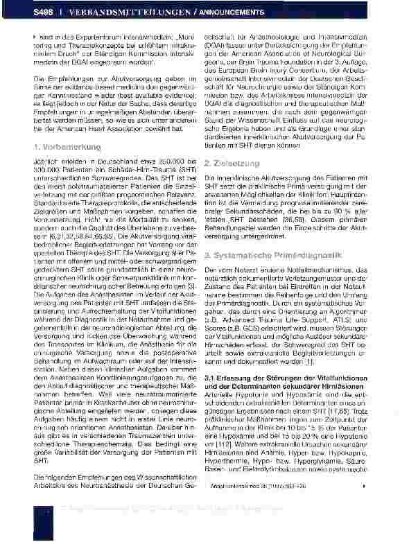Vorschauseite 3: Innerklinische Akutversorgung des Patienten mit Schädel-Hirn-Trauma