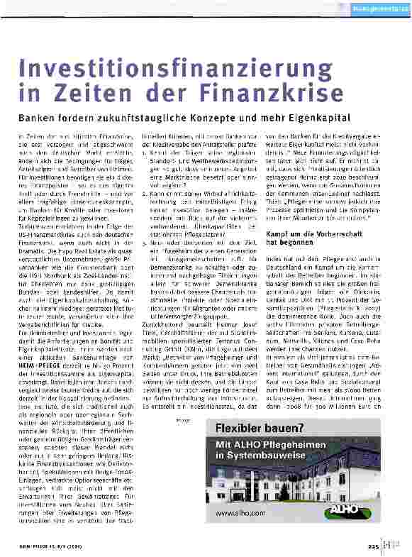 Vorschauseite 1: Investitionsfinanzierung in Zeiten der Finanzkrise