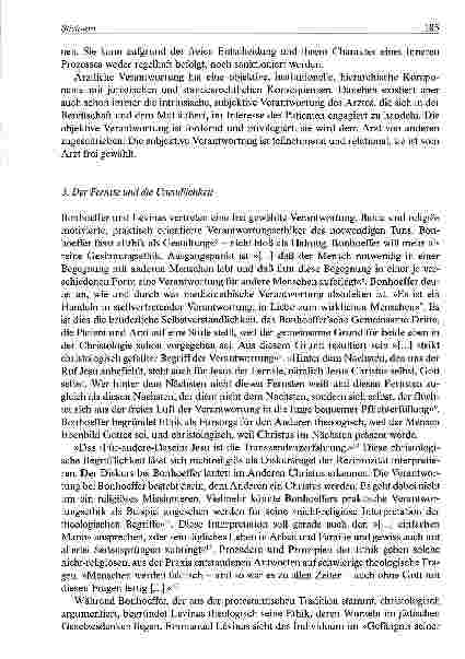 Vorschauseite 3: Bedeutung der Verantwortungsethik von Bonhoeffer und Levinas für die moderne Medizin