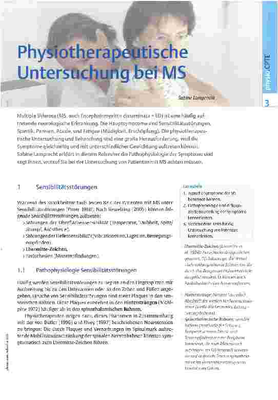 Vorschauseite 1: Physiotherapeutische Untersuchung bei MS