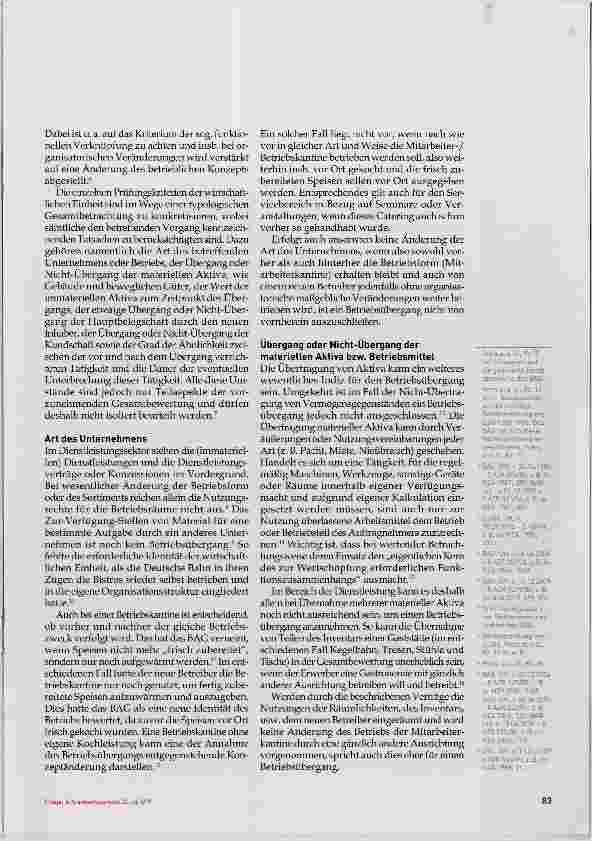 Vorschauseite 2: Arbeitsrechtliche Risiken bei Neuvergaben von Kantinen und Bistros