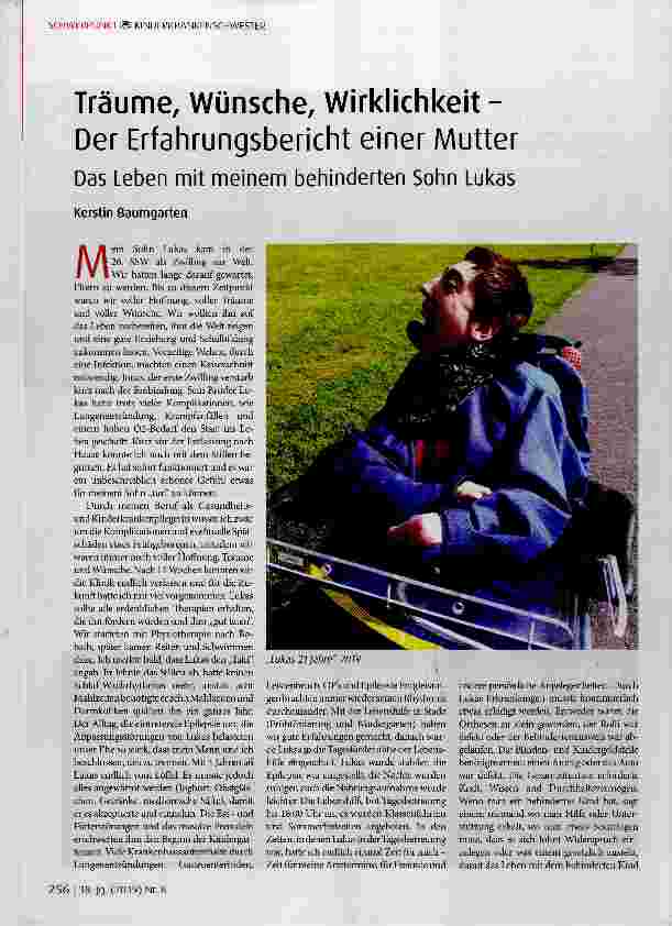 Vorschauseite 1: Träume, Wünsche, Wirklichkeit Der Erfahrungsbericht einer Mutter Das Leben mit meinem behinderten Sohn Lukas