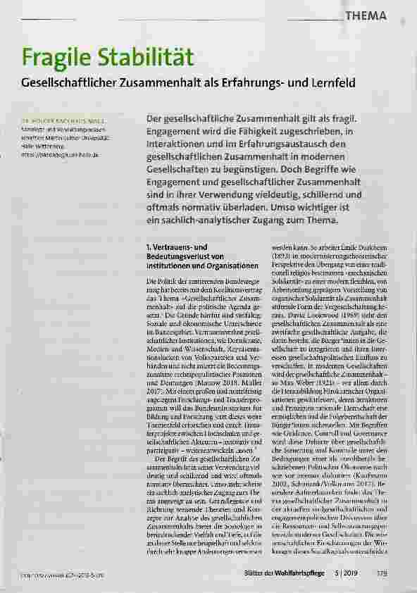 Vorschauseite 1: Fragile Stabilität
