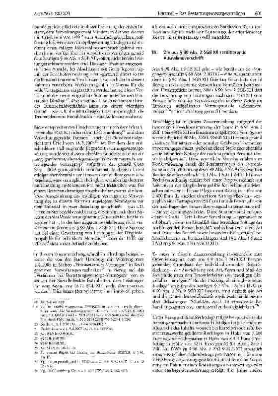 Vorschauseite 3: Das Bestattungsvorsorgevermögen als eine sozialhilferechtlich verwertungsgeschützte Rücklage -Rechtsdiskussion und Anforderungen