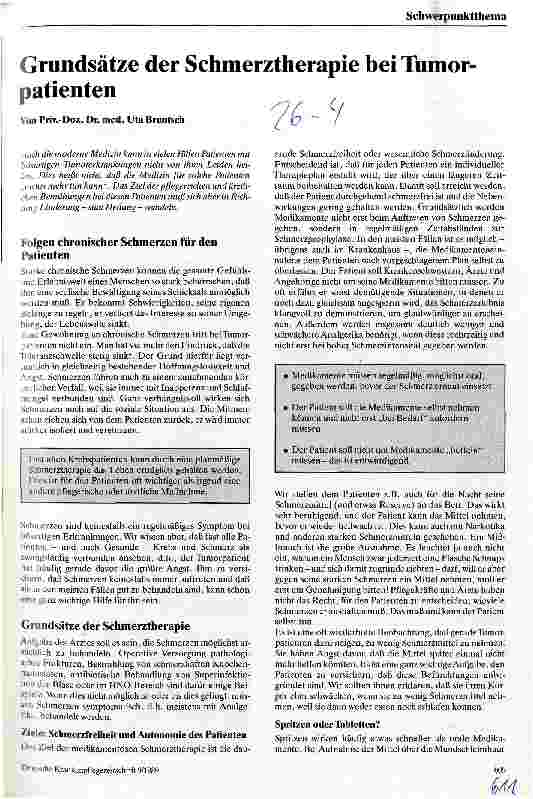 Vorschauseite 1: Grundsätze der Schmerztherapie bei Tumorpatienten
