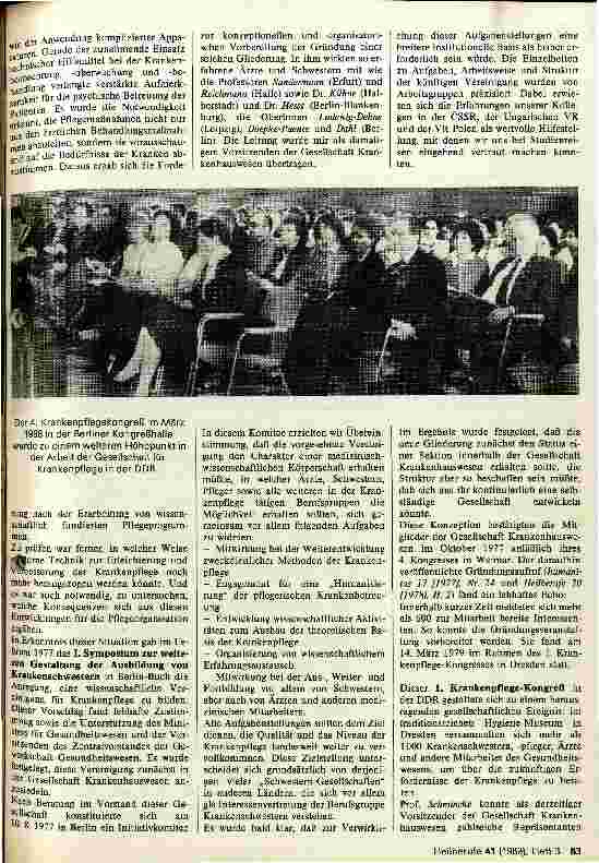 Vorschauseite 2: 10 Jahre wissensschaftliche Vereinigung für Krankenpflege in der DDR