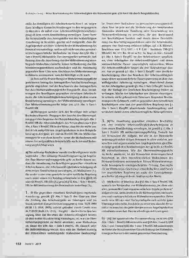 Vorschauseite 2: Keine Beschränkung der Allzuständigkeit des Personalrats gern.§52 PersV HB durch Beispielskataloge