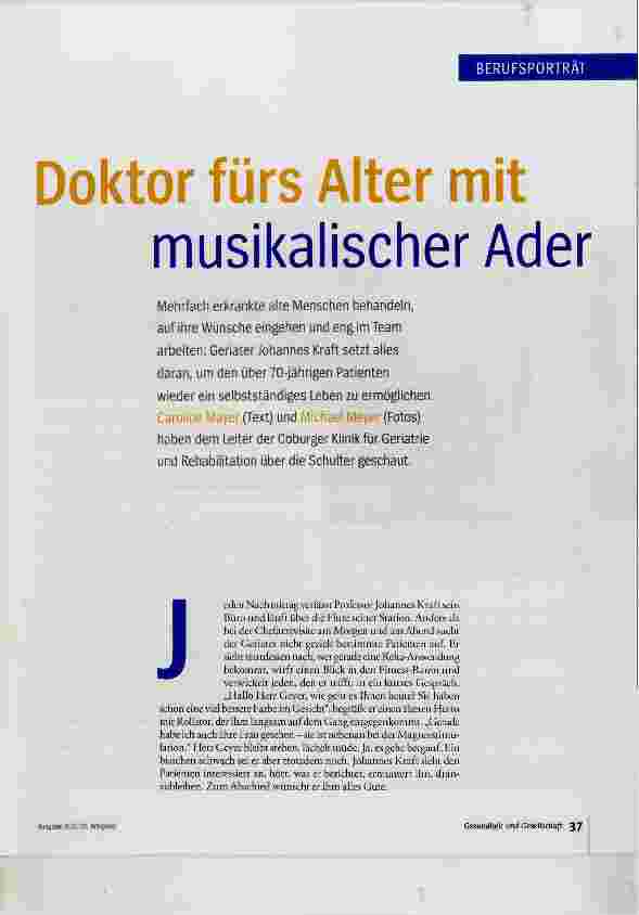 Vorschauseite 2: Doktor fürs Alter mit musikalischer Ader