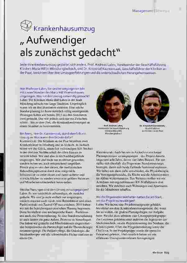 Vorschauseite 1: Krankenhausumzug „Aufwendiger als zunächst gedacht“