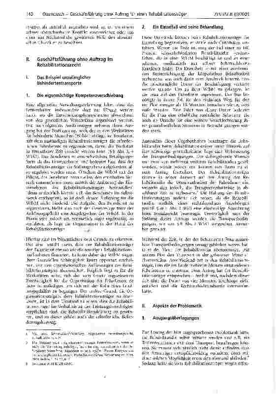 Vorschauseite 2: Geschäftsführung ohne Auftrag für einen Rehabilitationsträger