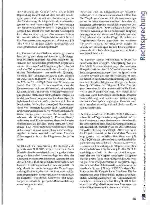 Vorschauseite 4: Zur Anerkennung einer Altenpflegerin als verantwortliche Pflegefachkraft im Sinne des § 71 Abs. 3 SGB XI