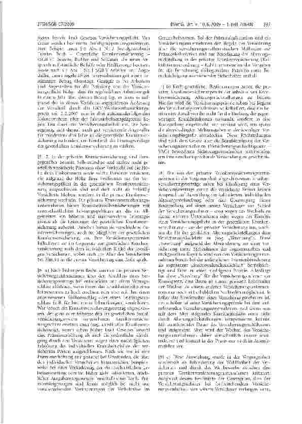 Vorschauseite 2: Rechtsprechung: Basistarif; Beobachtungspflicht; gesetzliche Krankenkasse; Gesundheitsreform 2007; Jahresentgeltgrenze; private Krankenversicherung; Versicherungswechsel, Wettbewe…
