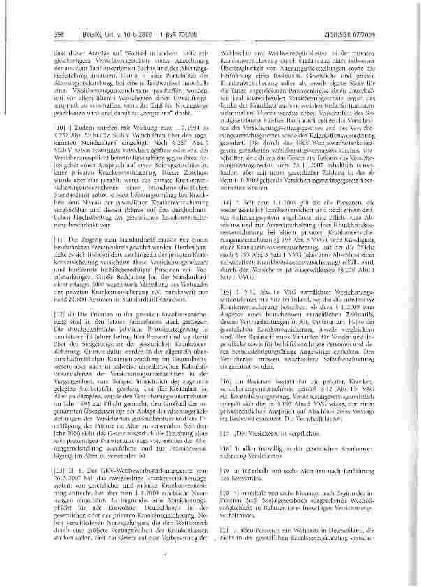 Vorschauseite 3: Rechtsprechung: Basistarif; Beobachtungspflicht; gesetzliche Krankenkasse; Gesundheitsreform 2007; Jahresentgeltgrenze; private Krankenversicherung; Versicherungswechsel, Wettbewe…