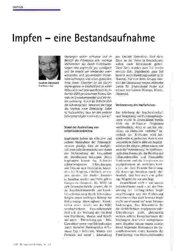 Vorschauseite 1: Impfen - eine Bestandsaufnahme