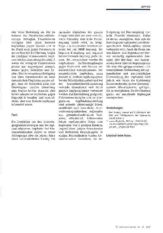Vorschauseite 4: Impfen - eine Bestandsaufnahme