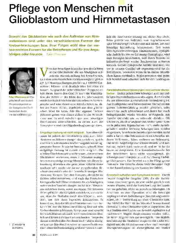 Vorschauseite 1: Pflege von Menschen mit Glioblastom und Hirnmetastasen