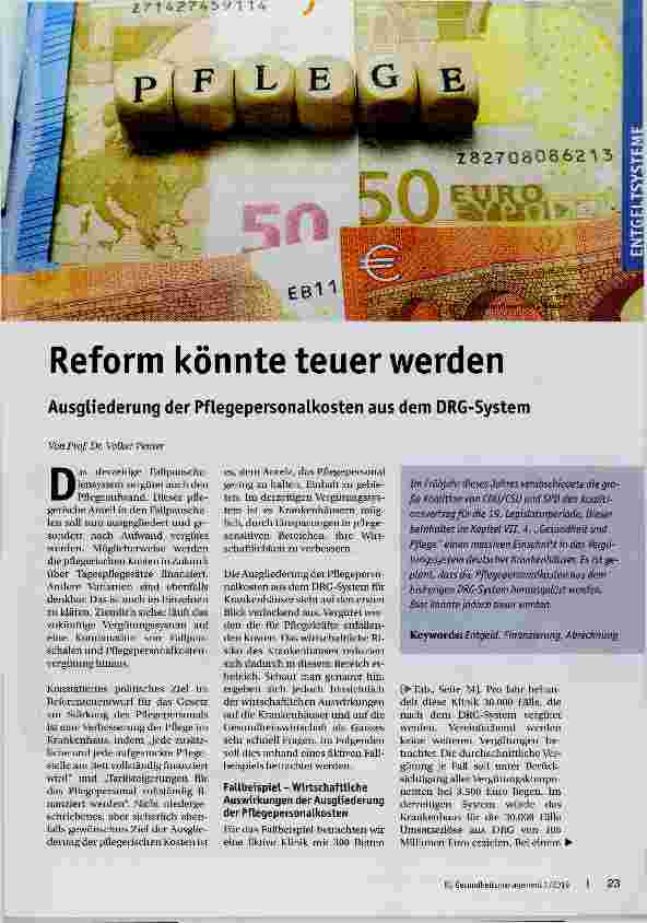 Vorschauseite 1: Reform könnte teuer werden