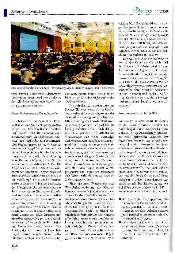 Vorschauseite 2: 5. Personalkongress 2009 der Krankenhäuser: Personalentwicklung und Tariffragen im Fokus