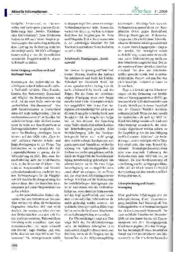 Vorschauseite 4: 5. Personalkongress 2009 der Krankenhäuser: Personalentwicklung und Tariffragen im Fokus