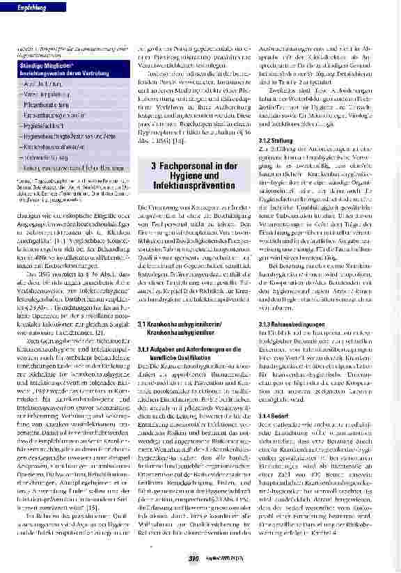 Vorschauseite 3: Personelle und organisatorische Voraussetzungen zur Prävention nosokomialer Infektionen