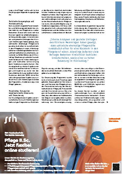 Vorschauseite 2: Wiedereinstieg in die Pflege Ein Praxisprojekt zur Reaktivierung von Pflegefachkräften am Klinikum Memmingen