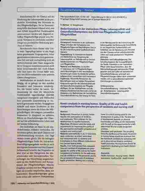 Vorschauseite 3: Bedarfsanalyse in der stationären Pflege: Lebensqualität und Gesundheitskompetenz aus Sicht von Pflegebedürftigen und Pflegekräften