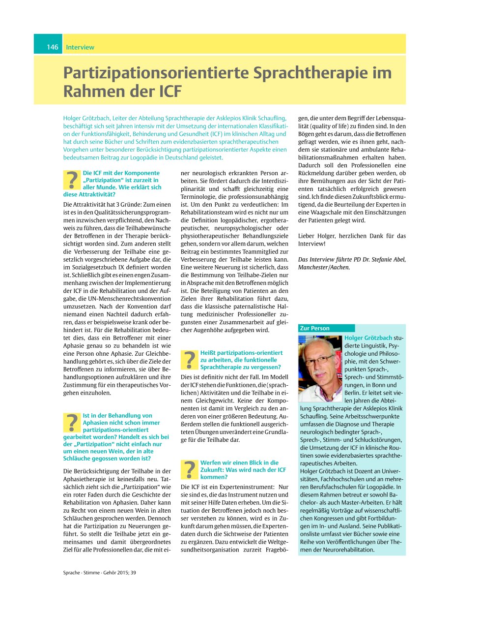 Vorschauseite 1: Partizipationsorientierte Sprachtherapie im Rahmen der ICF